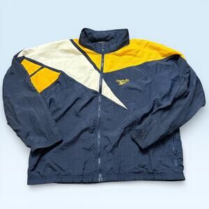 Vintage Reebok Jacket Mens Large Navy Colorblock Track Windbreaker Retro 90s